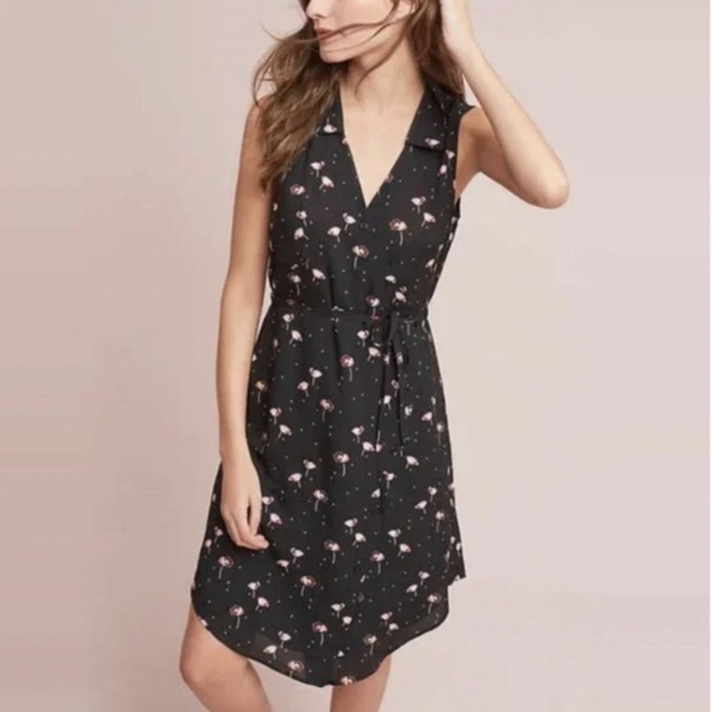 11-1-Tylho black floral asymmetrical collar wrap dress with buttons and pockets